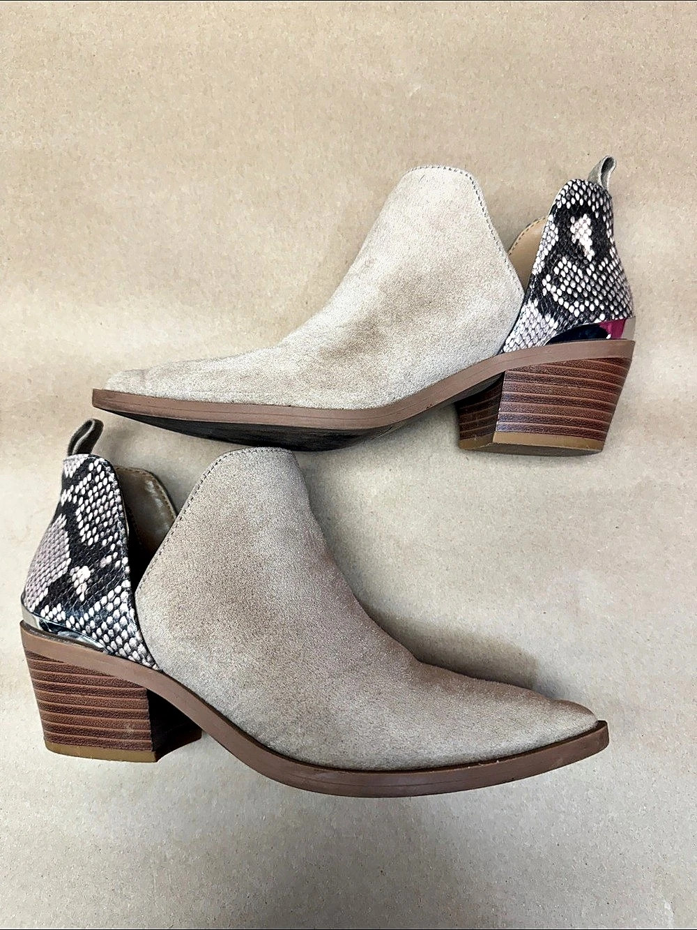 Express Women's Gray Animal Print Ankle Boots